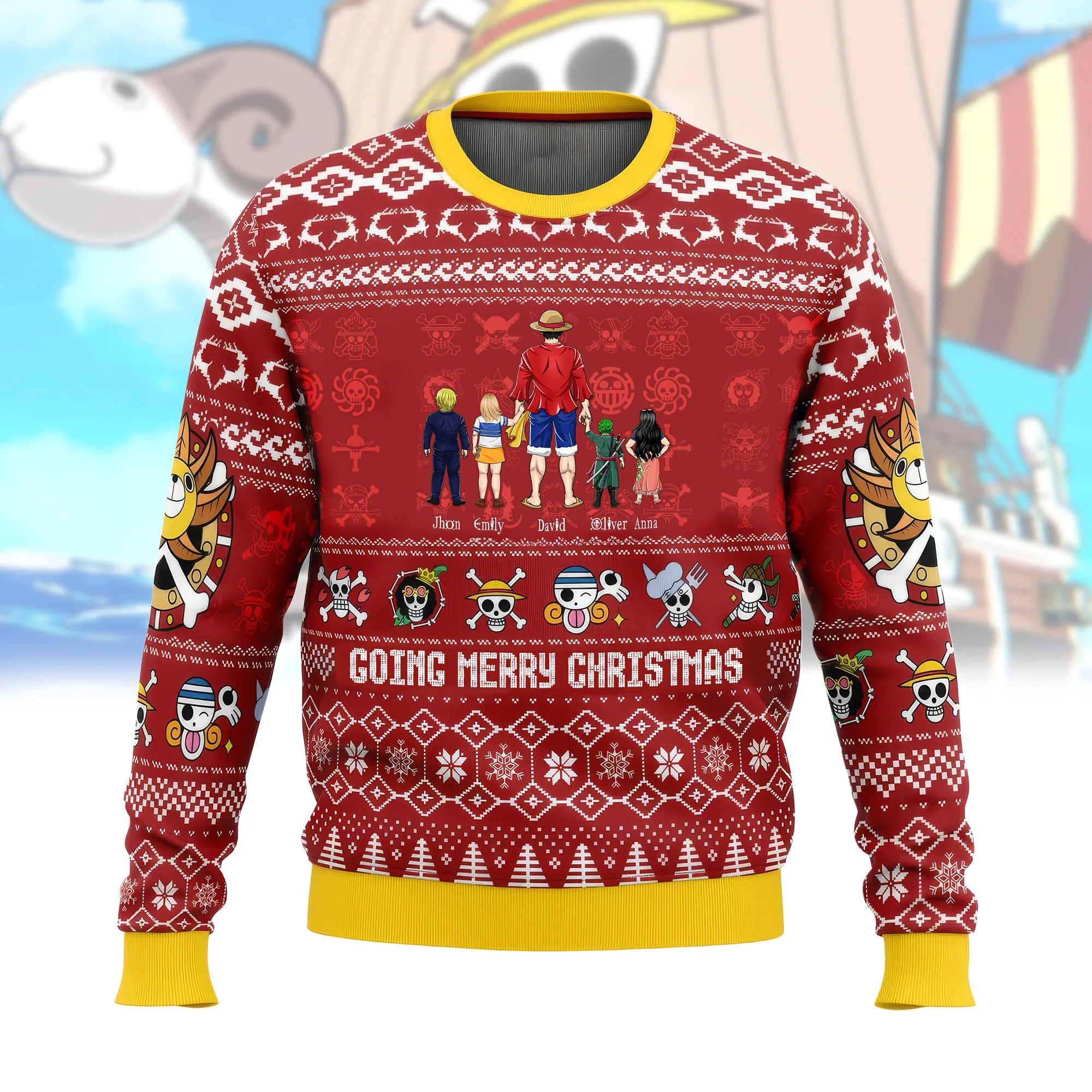 Merry Mugiwara Pirates OnPi Pirate Adventure - Personalized Ugly Sweatshirt - Gift for Dad, Grandpa, Husband CL11 NH96 - Image 4