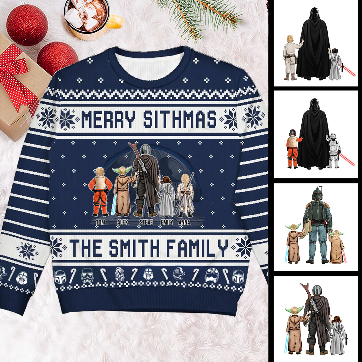 Stwa Merry Sithmas Merry Christmas - Gift for Dad, Grandpa, Husband - Personalized Ugly Sweatshirt - CL08 NA94 - Image 2