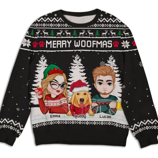 Merry Woofmas To My Mom Dad - Personalized Ugly Sweater - Christmas Gifts For Pet Owners, Pet Lovers | CLP09 CLGOD04 HH01 - Image 2