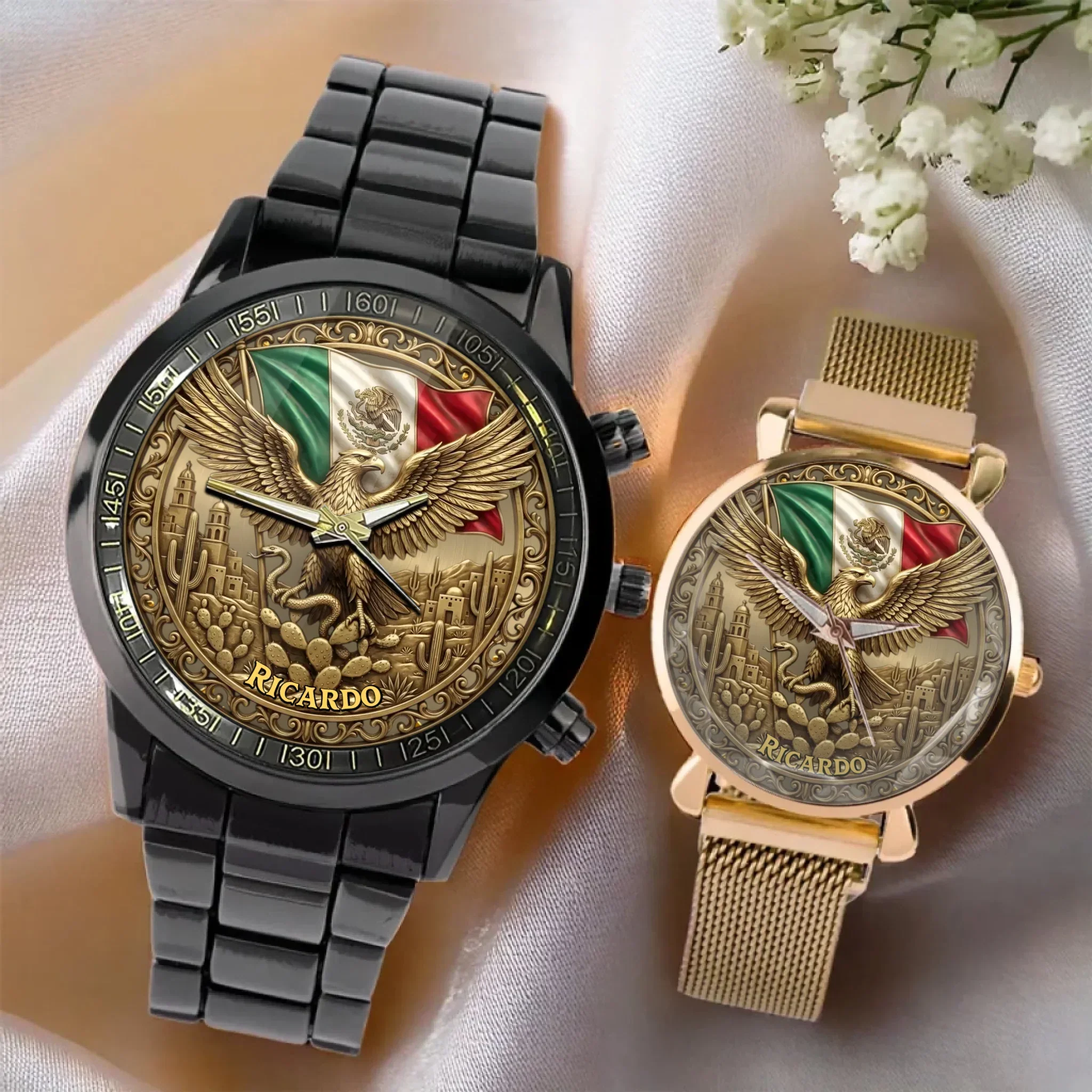 Mexican Eagle Coat Of Arms - Personalized Hand Watch - Gift For Patriots, Soccer Fans - Image 3