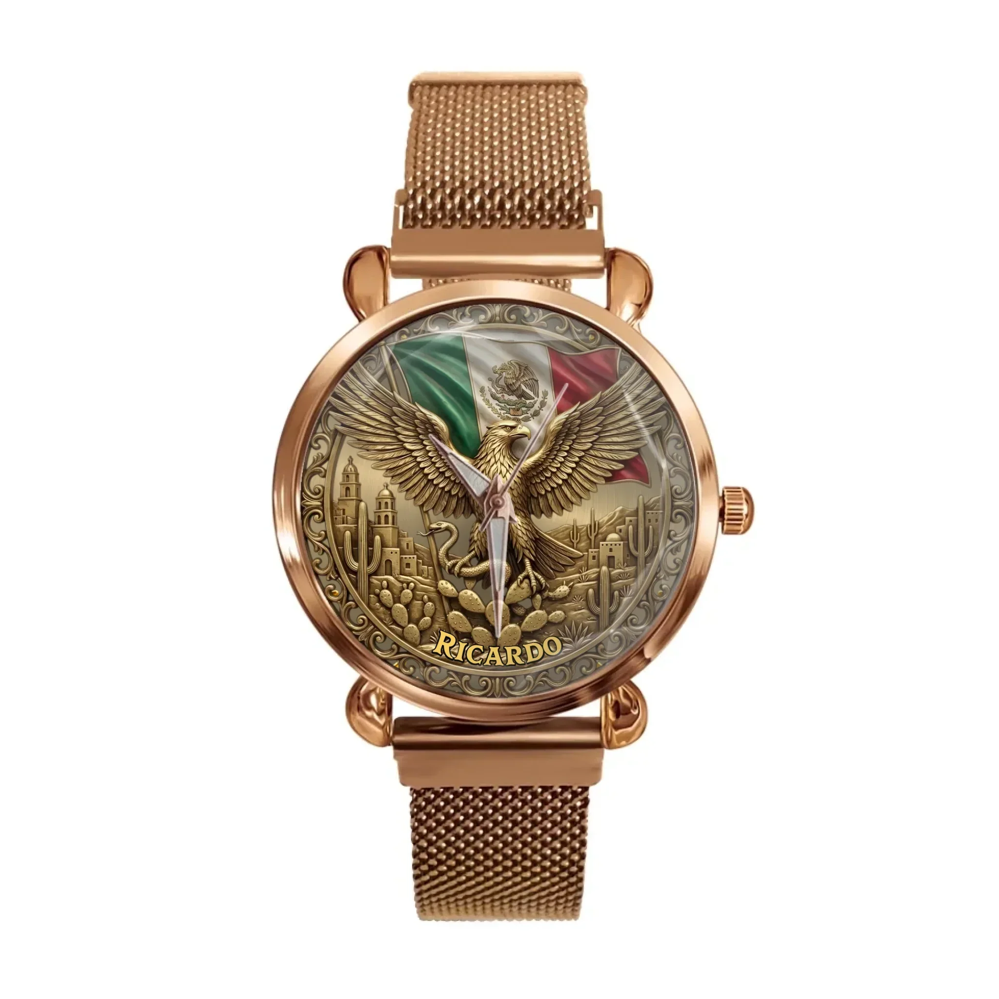 Mexican Eagle Coat Of Arms - Personalized Hand Watch - Gift For Patriots, Soccer Fans - Image 9