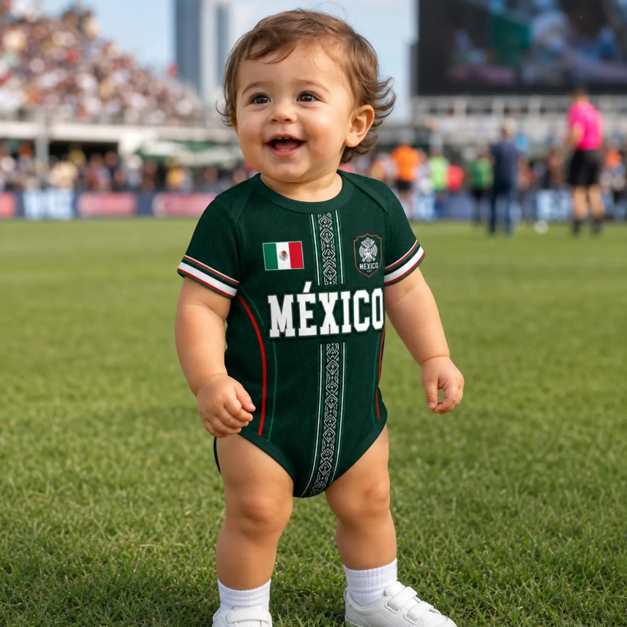 Mexican Heritage Custom Name Number - Personalized Baby Jersey Bodysuit - Gifts For New Moms, New Dads, Soccer Lovers - Image 2
