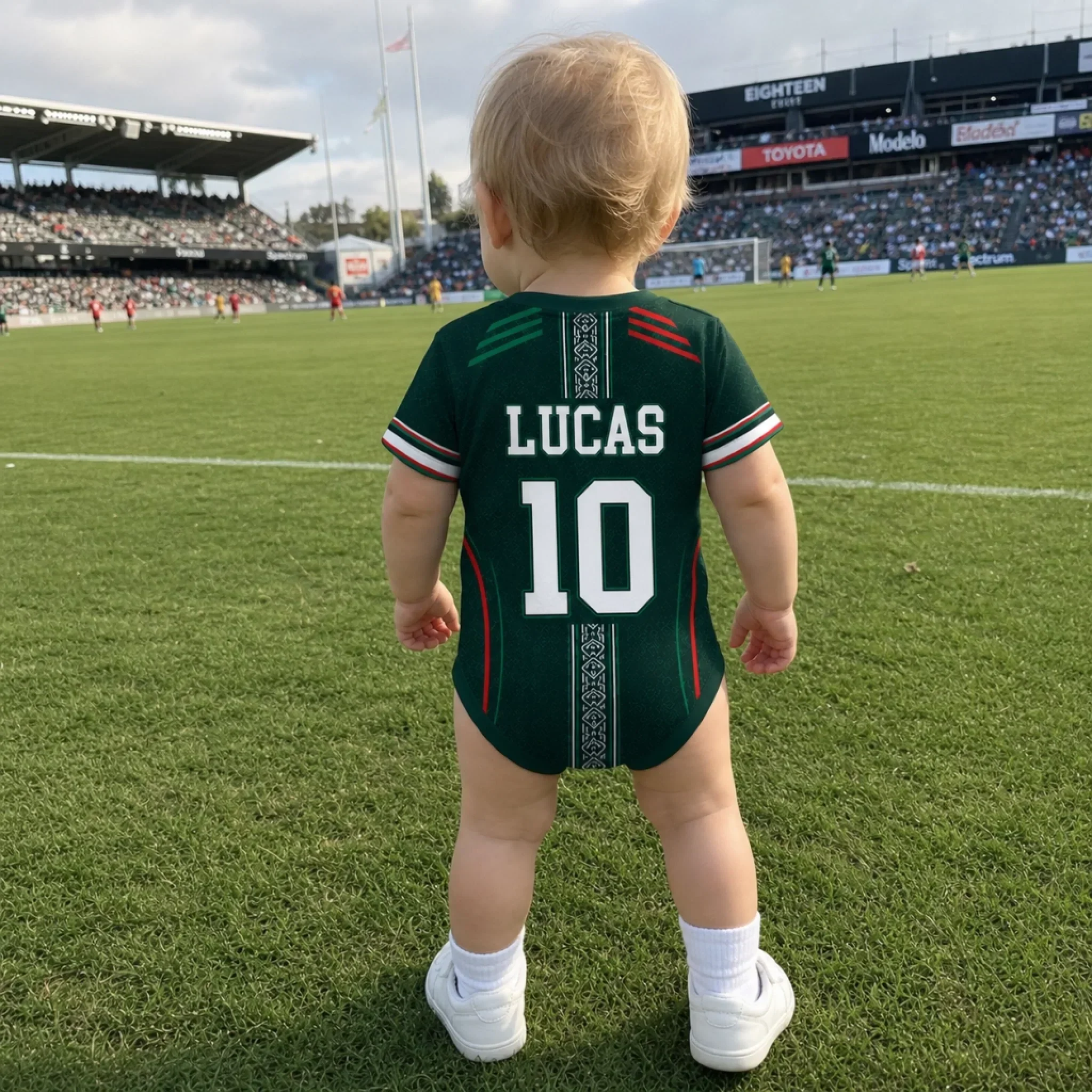 Mexican Heritage Custom Name Number - Personalized Baby Jersey Bodysuit - Gifts For New Moms, New Dads, Soccer Lovers - Image 3
