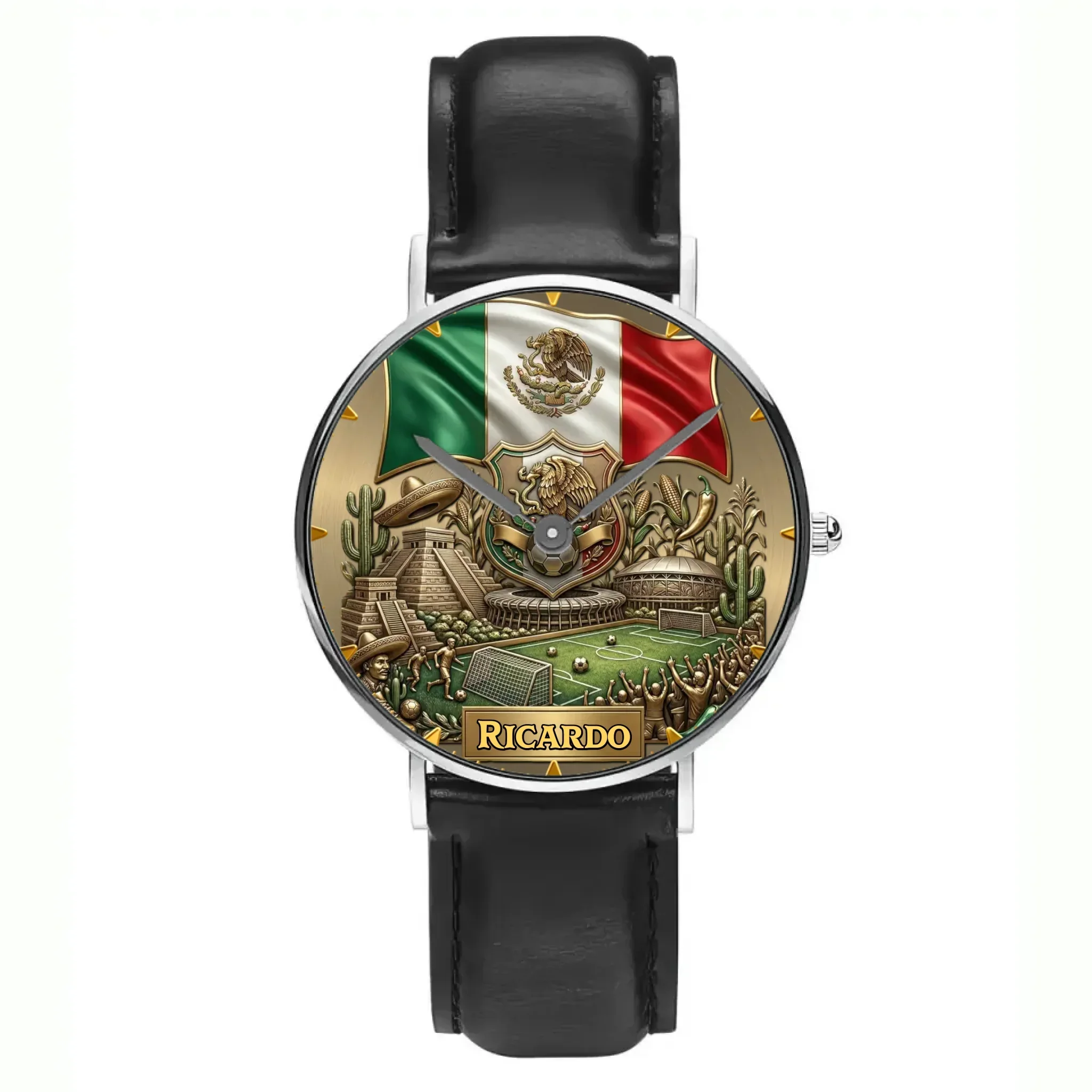 Mexico 2026 Soccer Aztec Pyramid Flag - Personalized Hand Watch - Gift For Patriots, Soccer Fans - Image 15