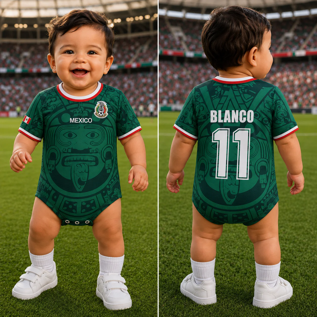 Mexico Authentic 1998 World Football - Personalized Baby Jersey Bodysuit -  Gifts For New Moms, New Dads, Soccer Lovers
