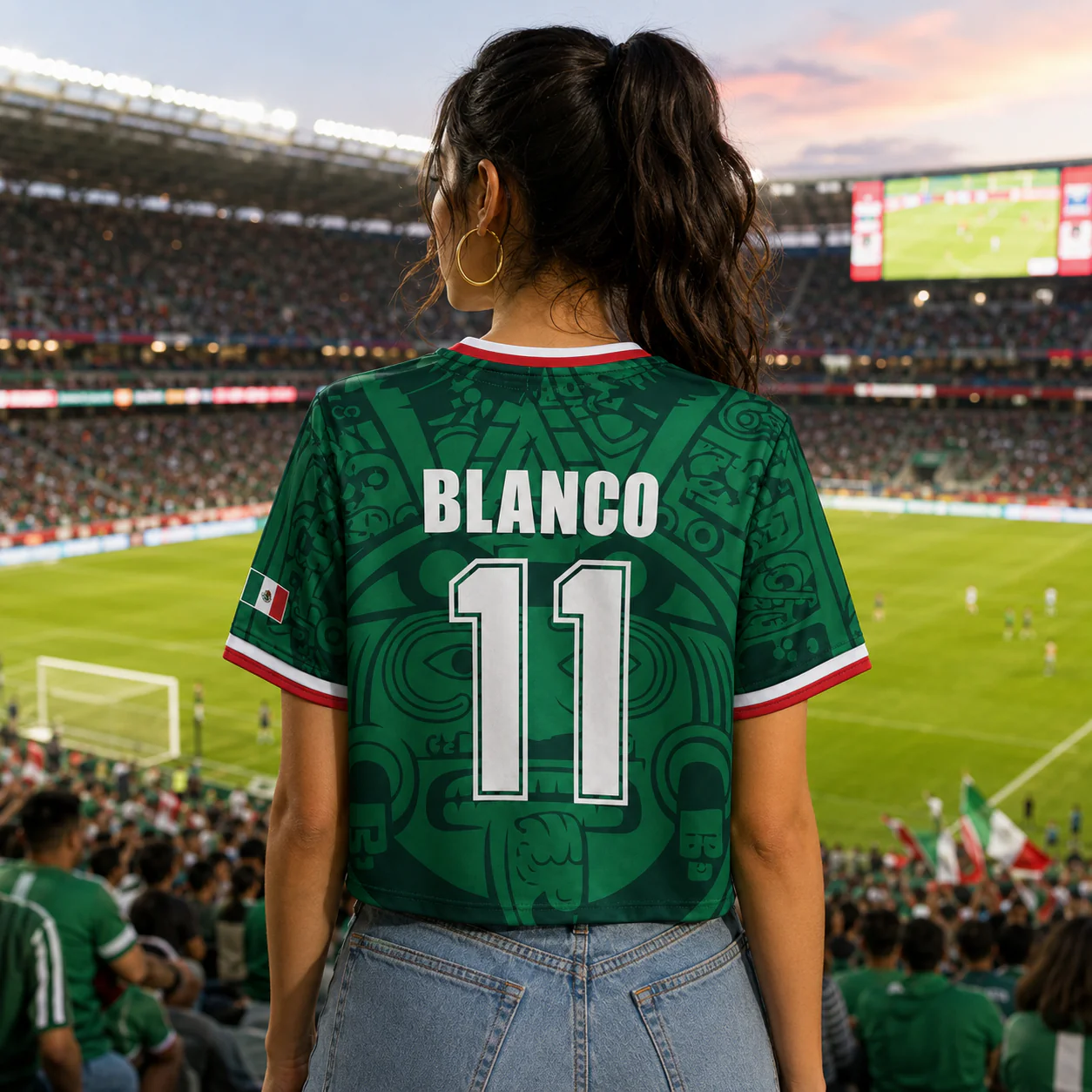 Mexico Authentic 1998 World Football - Personalized Soccer Jersey Crop Tee - Birthday Gifts For Football Lovers, Sports Fans, Sports Lovers - Image 3