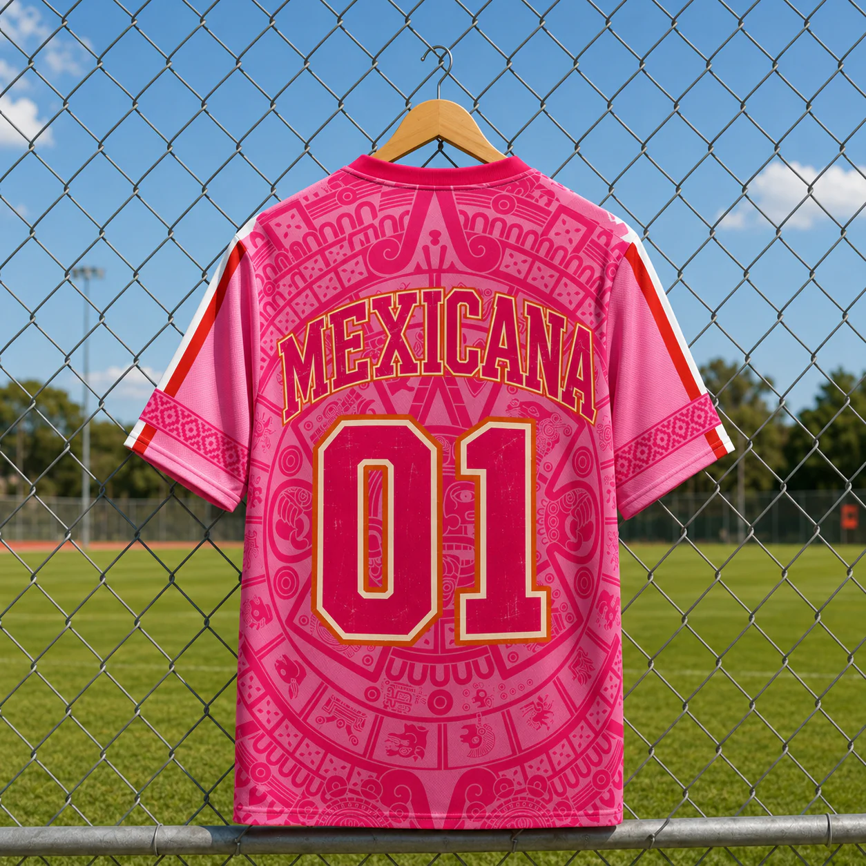 Mexico Aztec Calendar Pink Design - Personalized Soccer Jersey - Birthday Gifts For Football Lovers, Sports Fans, Sports Lovers - Image 4