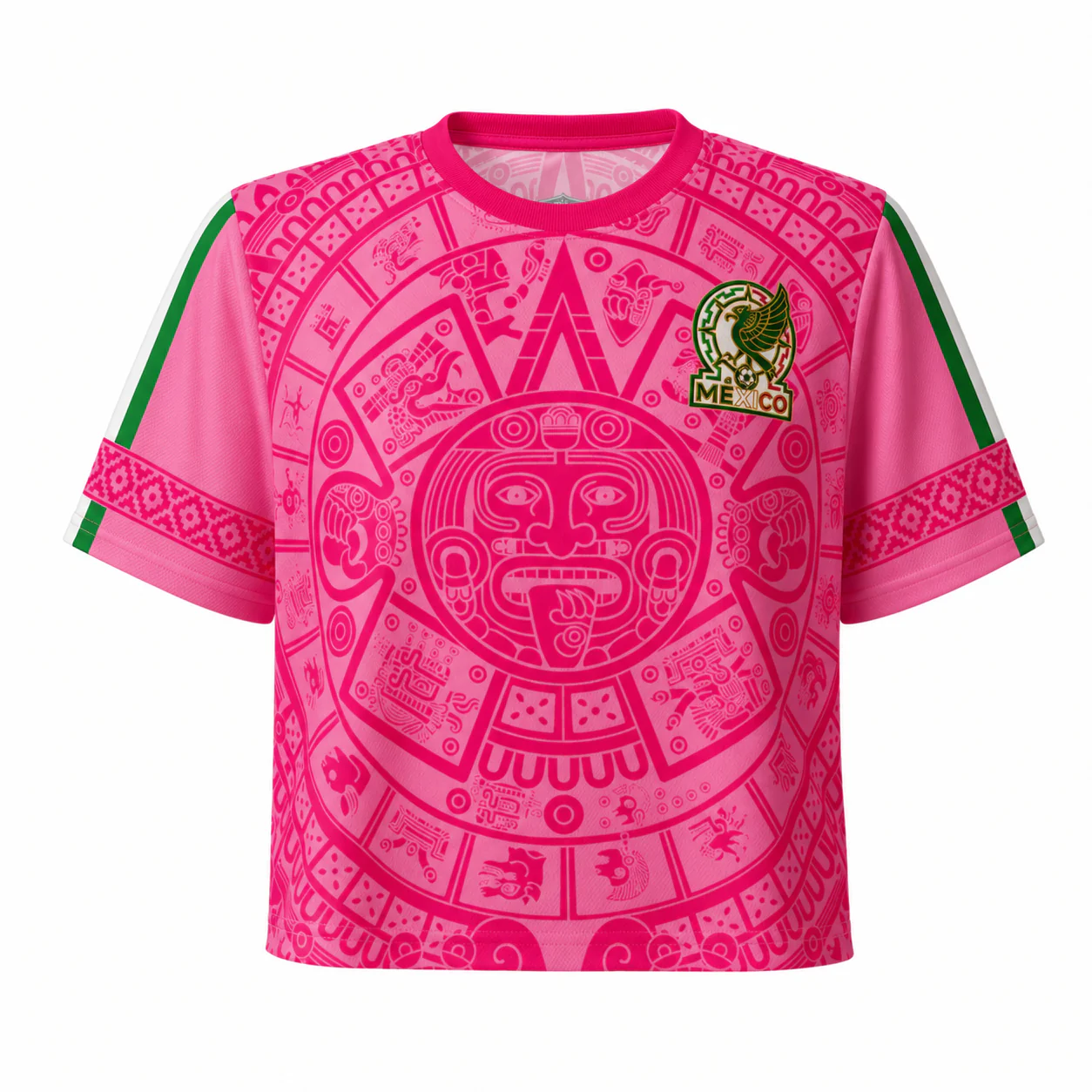 Mexico Aztec Calendar Pink Design - Personalized Soccer Jersey Crop Tee - Birthday Gifts For Football Lovers, Sports Fans, Sports Lovers - Image 4