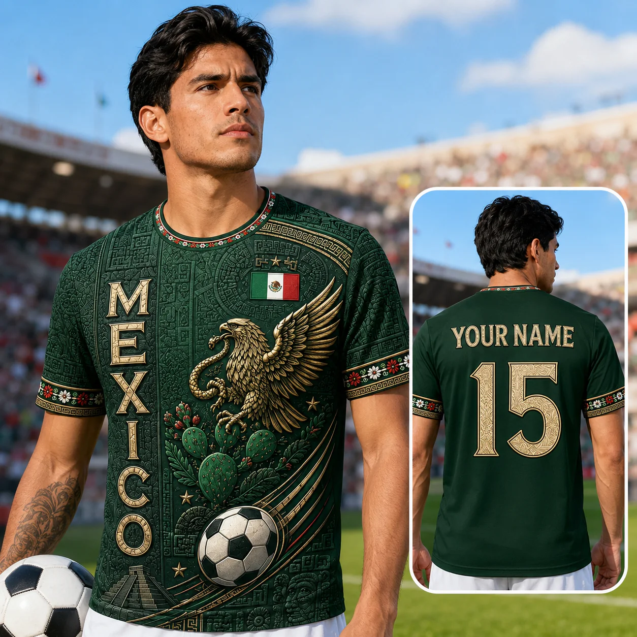 Mexico Aztec Golden Eagle Football - Personalized Soccer Jersey - Birthday Gifts For Football Lovers, Sports Fans, Sports Lovers