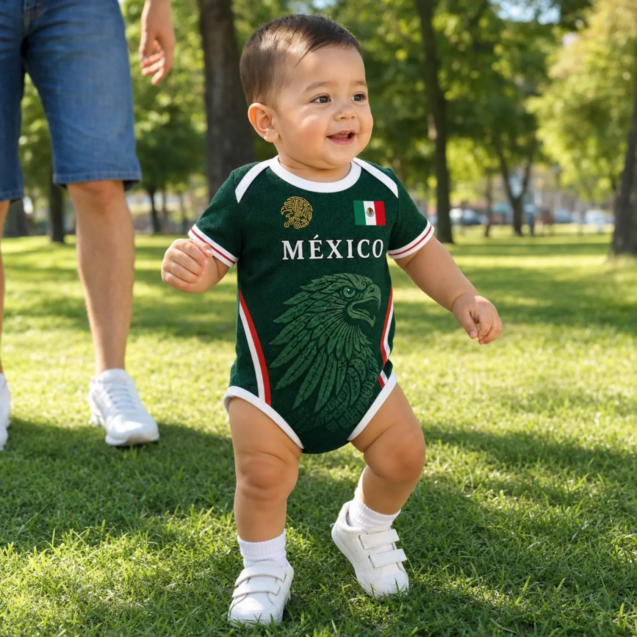 Mexico Eagle Custom Name Number - Personalized Baby Jersey Bodysuit - Gift For Baby - Image 2