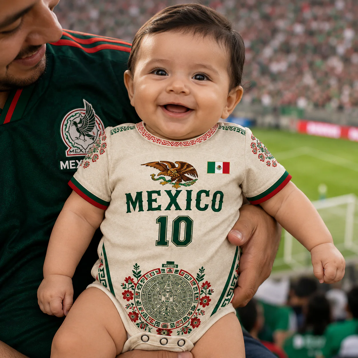 Mexico Global Soccer 2026 Eagle And Aztec Art - Personalized Baby Jersey Bodysuit  - Gifts For New Moms, New Dads, Soccer Lovers - Image 2