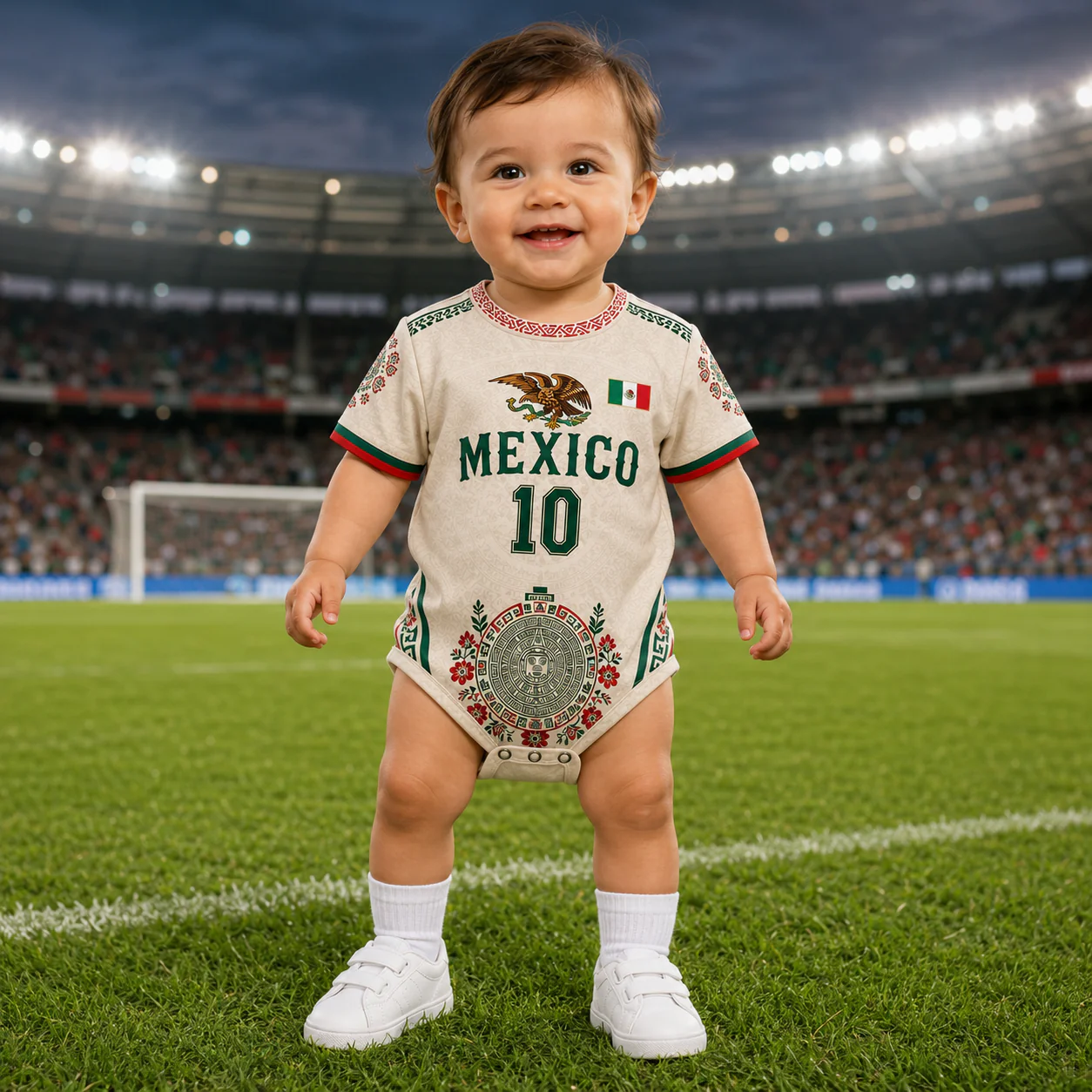Mexico Global Soccer 2026 Eagle And Aztec Art - Personalized Baby Jersey Bodysuit  - Gifts For New Moms, New Dads, Soccer Lovers - Image 4