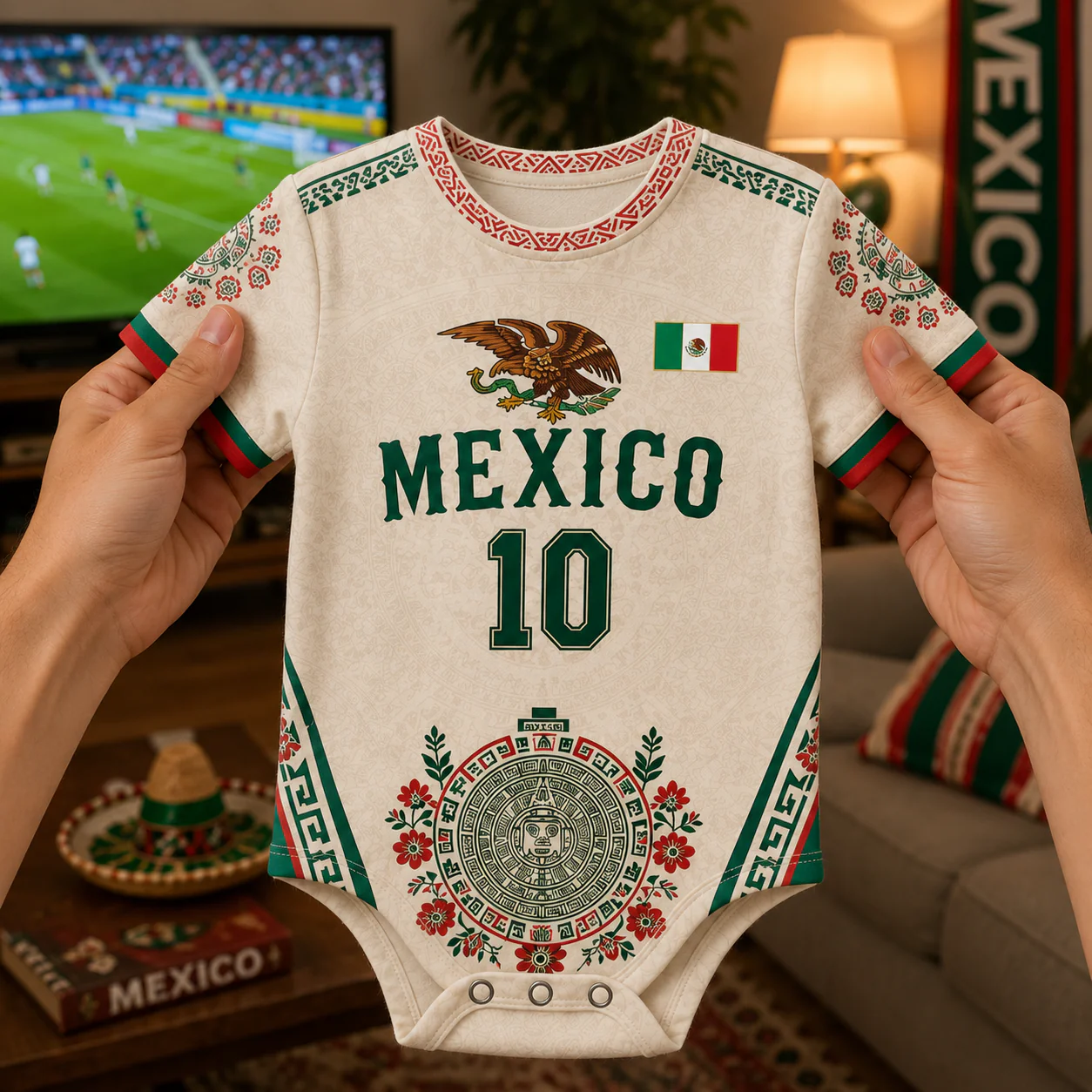 Mexico Global Soccer 2026 Eagle And Aztec Art - Personalized Baby Jersey Bodysuit  - Gifts For New Moms, New Dads, Soccer Lovers - Image 7