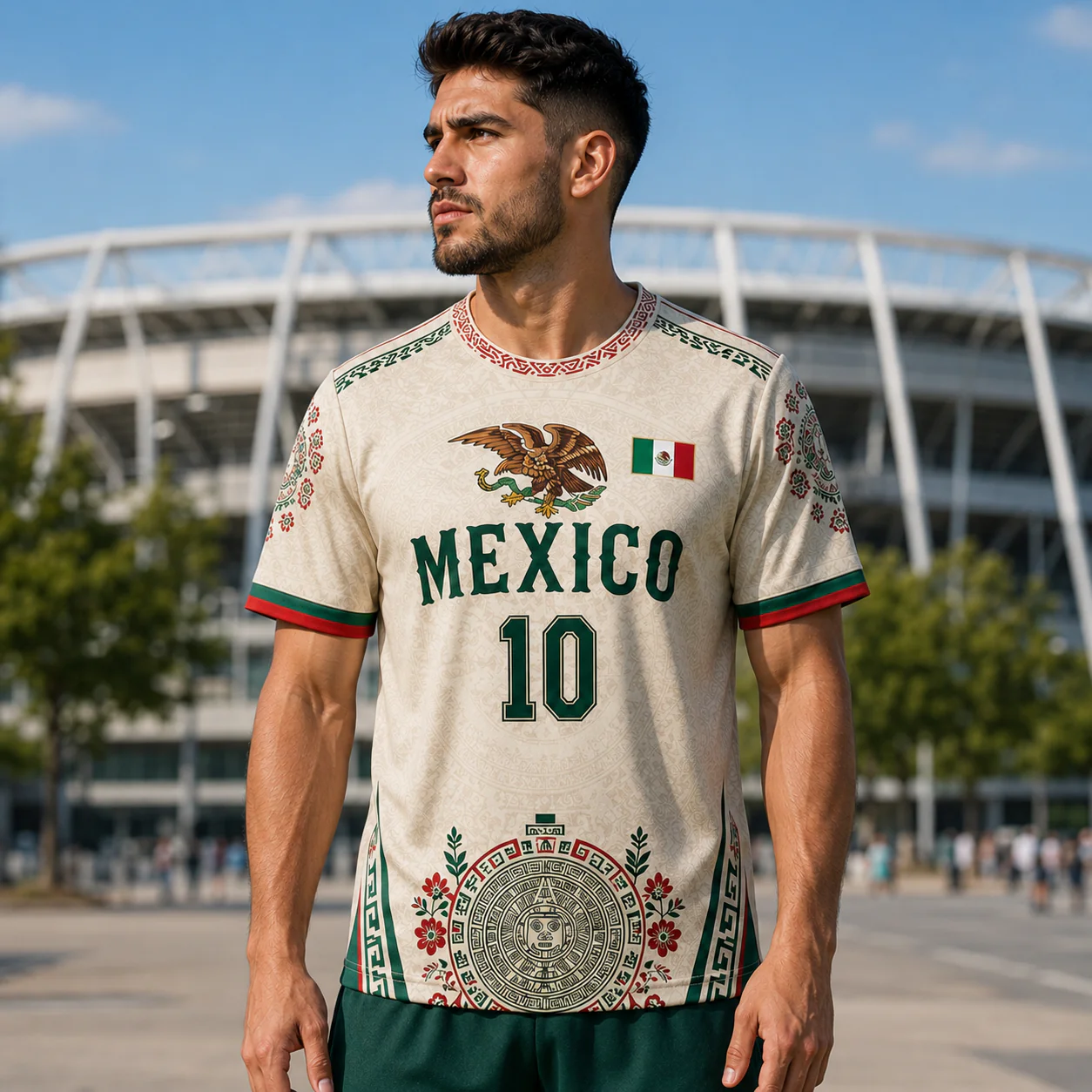 Mexico Global Soccer 2026 Eagle And Aztec Art - Personalized Soccer Jersey - Birthday Gifts For Football Lovers, Sports Fans, Sports Lovers - Image 2