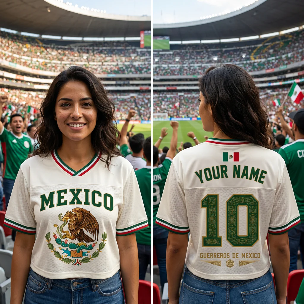 Mexico Soccer 2026 - Personalized Jersey Crop Tee - Birthday Gifts For Football Lovers, Sports Fans, Sports Lovers