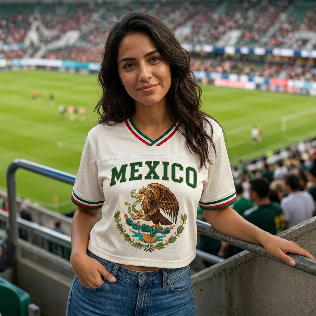Mexico Soccer 2026 - Personalized Jersey Crop Tee - Birthday Gifts For Football Lovers, Sports Fans, Sports Lovers - Image 2