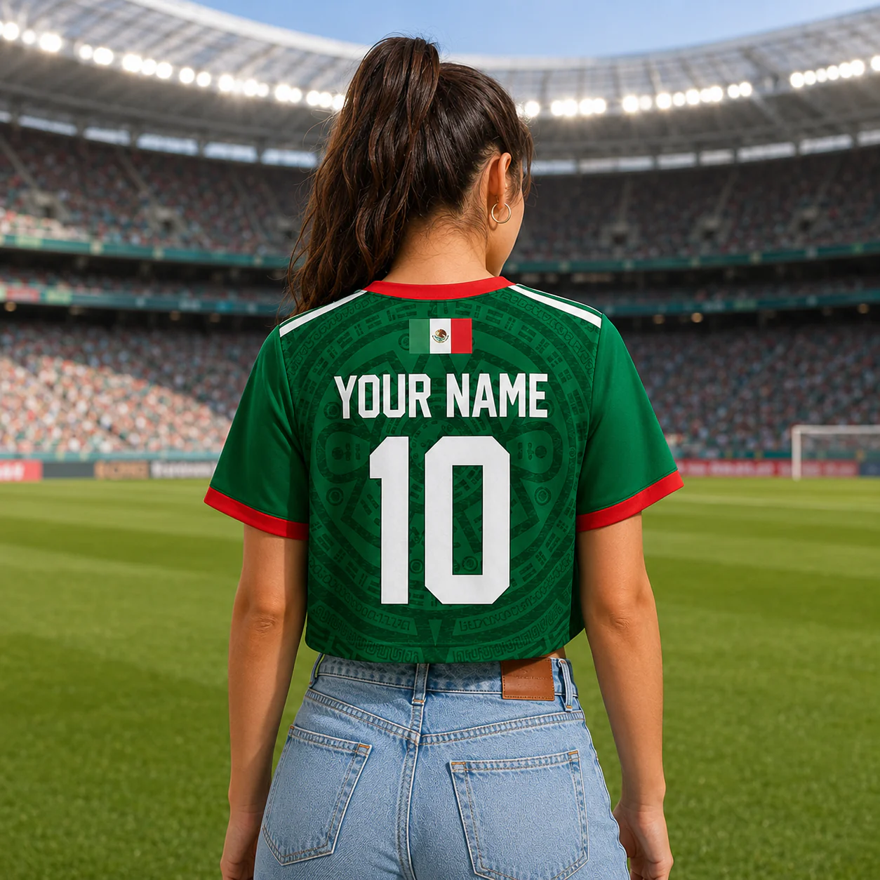 Mexico Soccer 2026 - Personalized Jersey Crop Tee - Birthday Gifts For Football Lovers, Sports Fans, Sports Lovers - Image 3