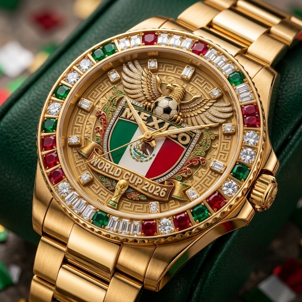 Mexico Soccer Crest World 2026 - Men's Wrist Watch - Gifts For Football Lovers, Sports Fans - Image 2