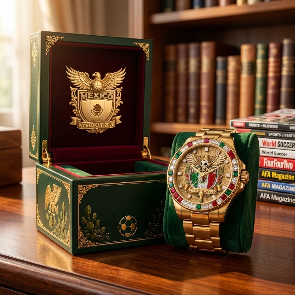 Mexico Soccer Crest World 2026 - Men's Wrist Watch - Gifts For Football Lovers, Sports Fans - Image 4