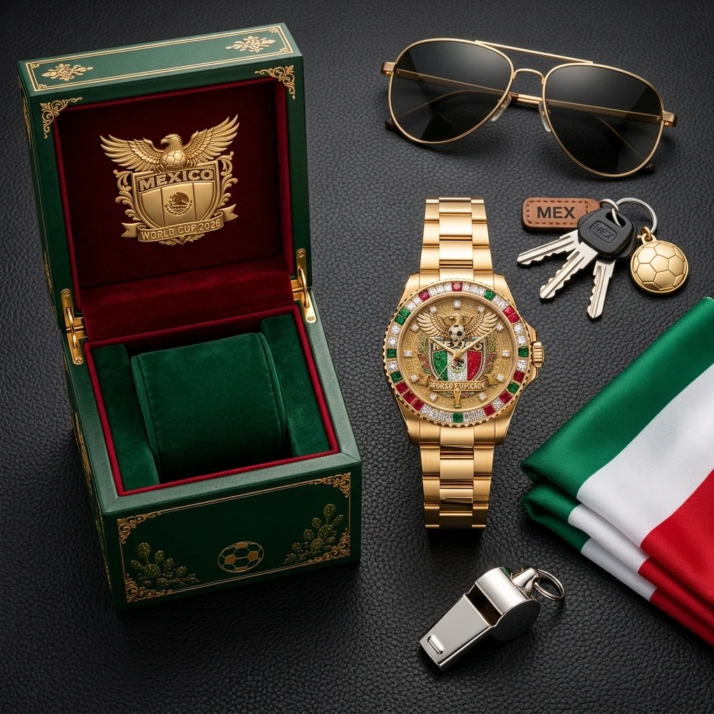 Mexico Soccer Crest World 2026 - Men's Wrist Watch - Gifts For Football Lovers, Sports Fans - Image 6