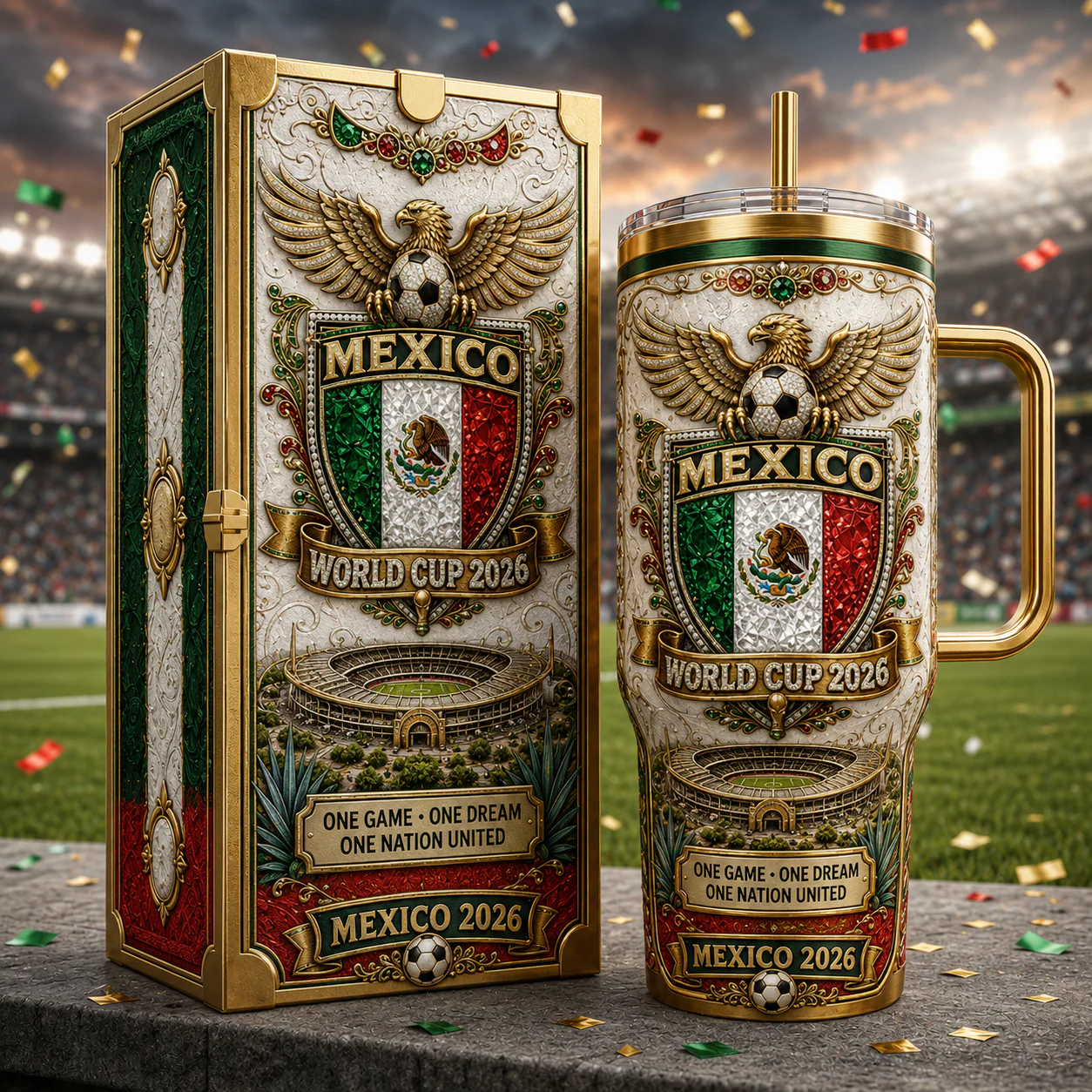 Mexico Soccer Crest World Cup 2026 - Personalized Tumbler - Gifts For Football Lovers, Sports Fans