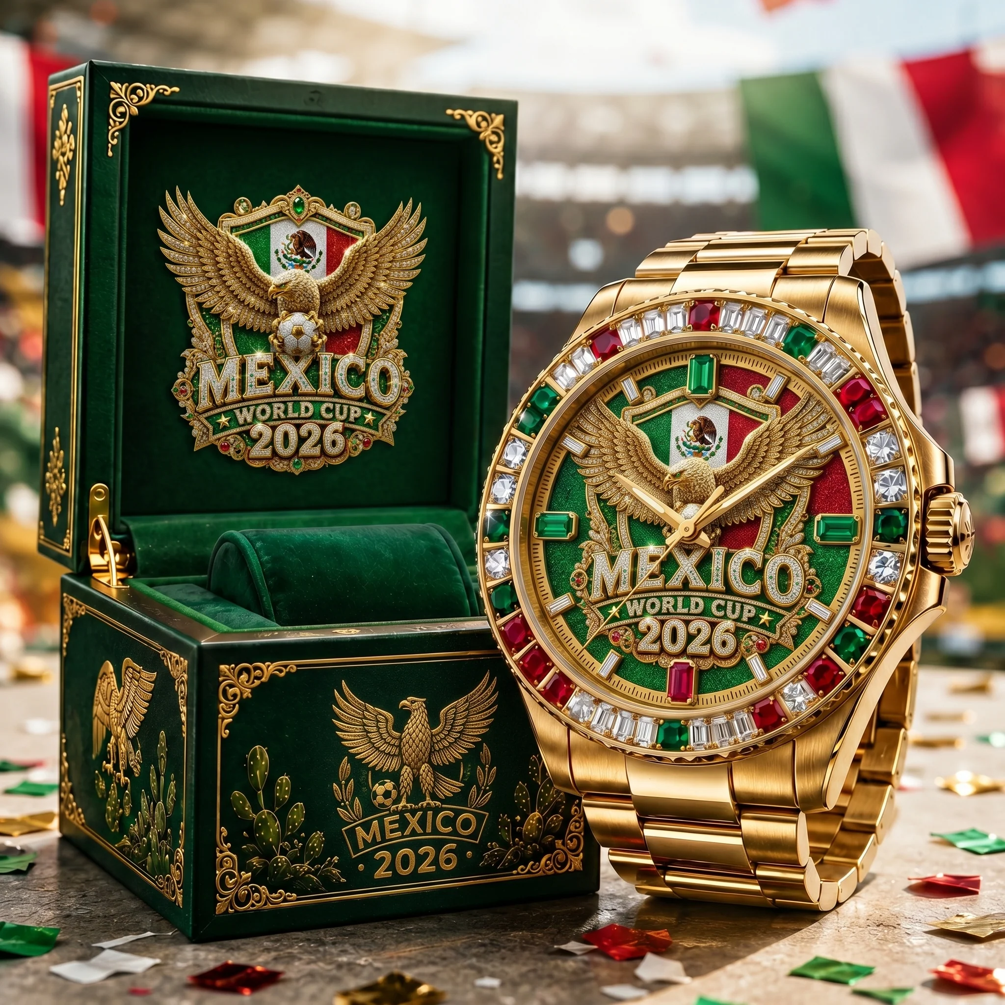 Mexico Soccer Team World Soccer 2026 - Personalized Men's Wrist Watch - Gifts For Football Lovers, Sports Fans