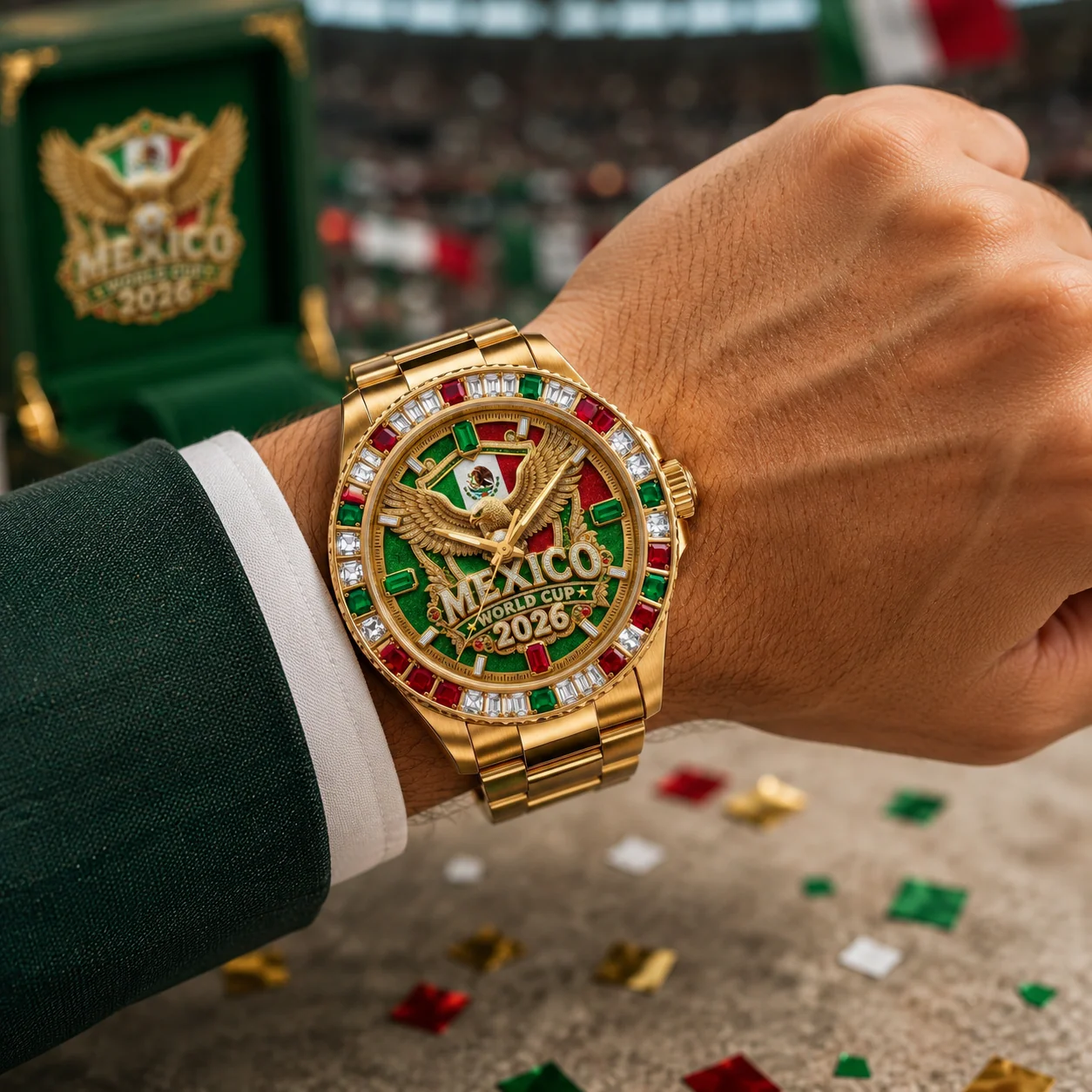 Mexico Soccer Team World Soccer 2026 - Personalized Men's Wrist Watch - Gifts For Football Lovers, Sports Fans - Image 3