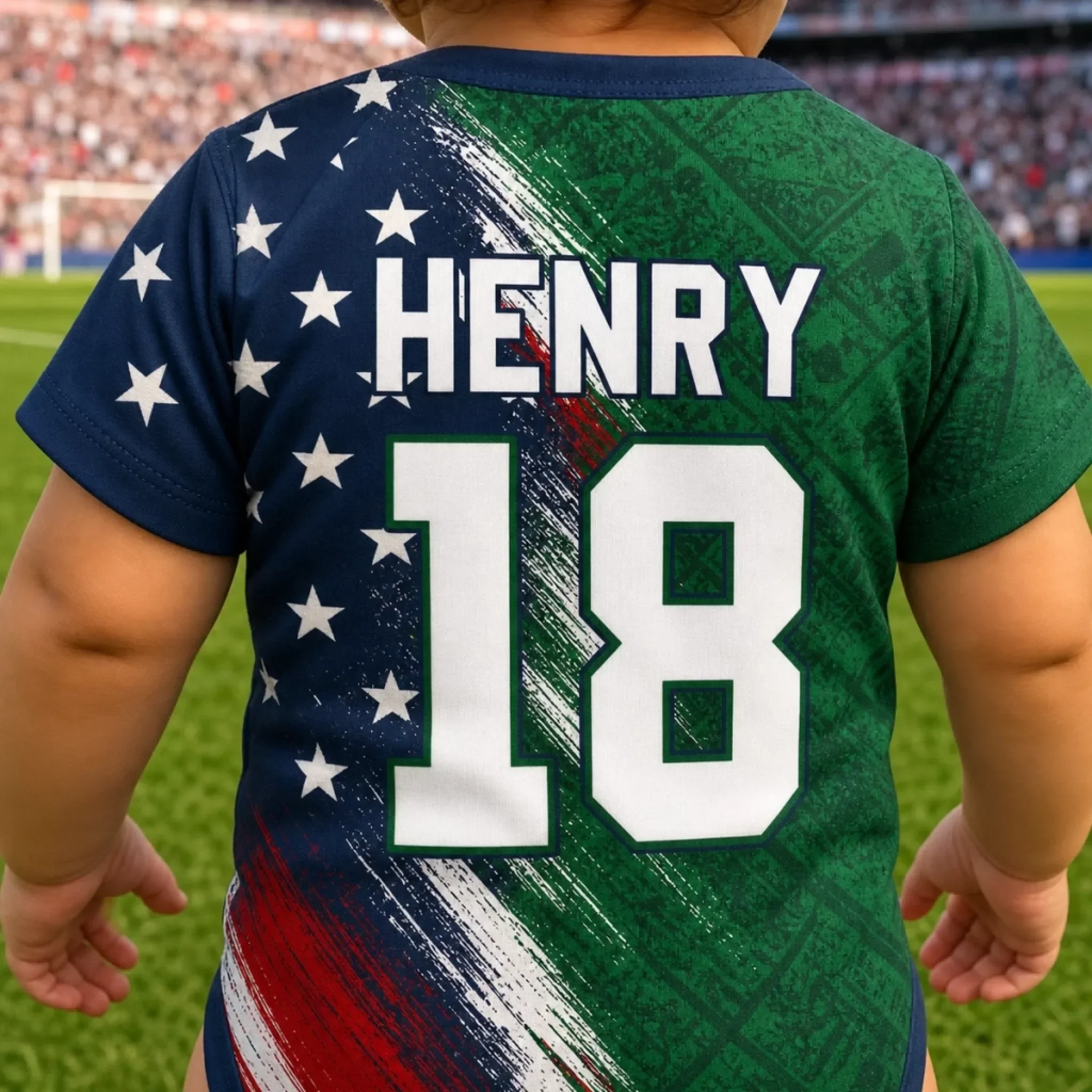 Mexico USA Eagle Custom Name Number - Personalized Baby Jersey Bodysuit - Gifts For New Moms, New Dads, Soccer Lovers - Image 4