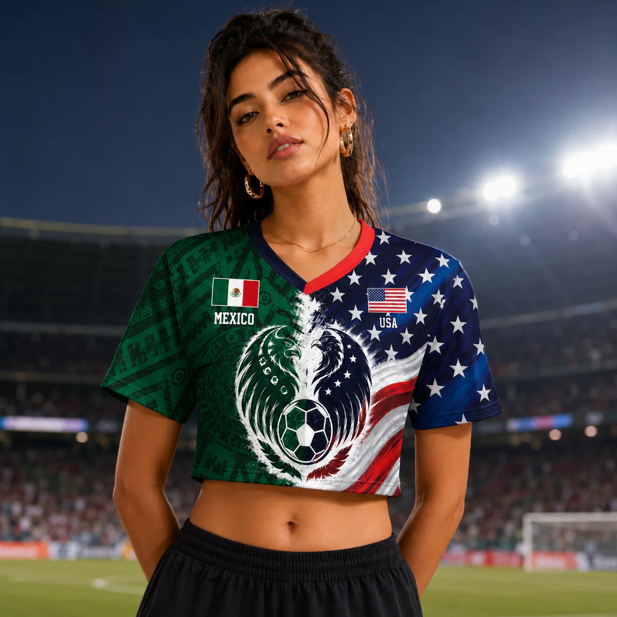 Mexico USA Eagle Custom Name Number - Personalized Croptop Jersey - Gifts For Football Lovers - Image 2