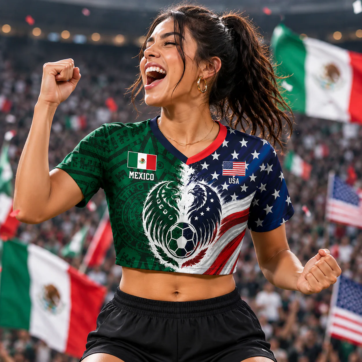 Mexico USA Eagle Custom Name Number - Personalized Croptop Jersey - Gifts For Football Lovers - Image 4