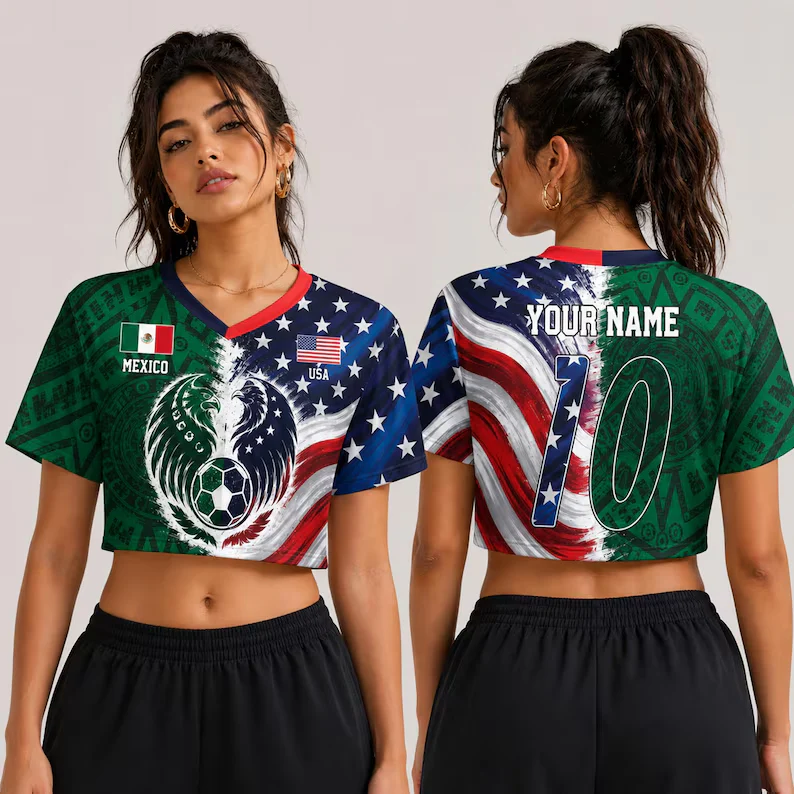 Mexico USA Eagle Custom Name Number - Personalized Croptop Jersey - Gifts For Football Lovers - Image 5