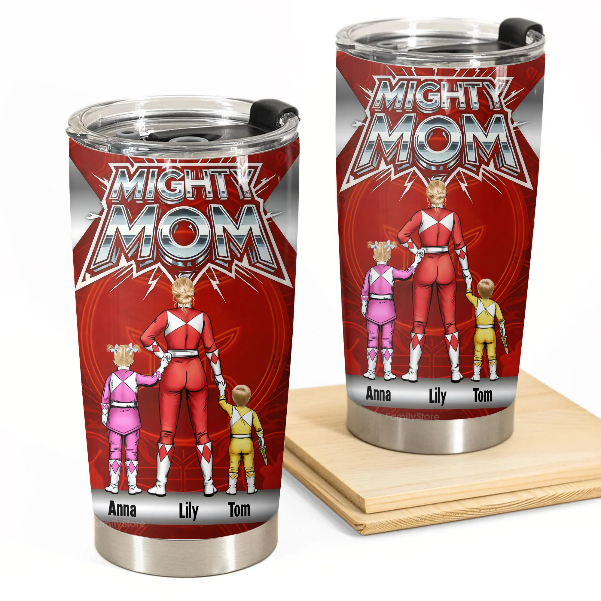 Mighty Mom Super Power - Personalized Stainless Steel Tumbler - Gift For Mom, Mother's Day | CL21 NA94