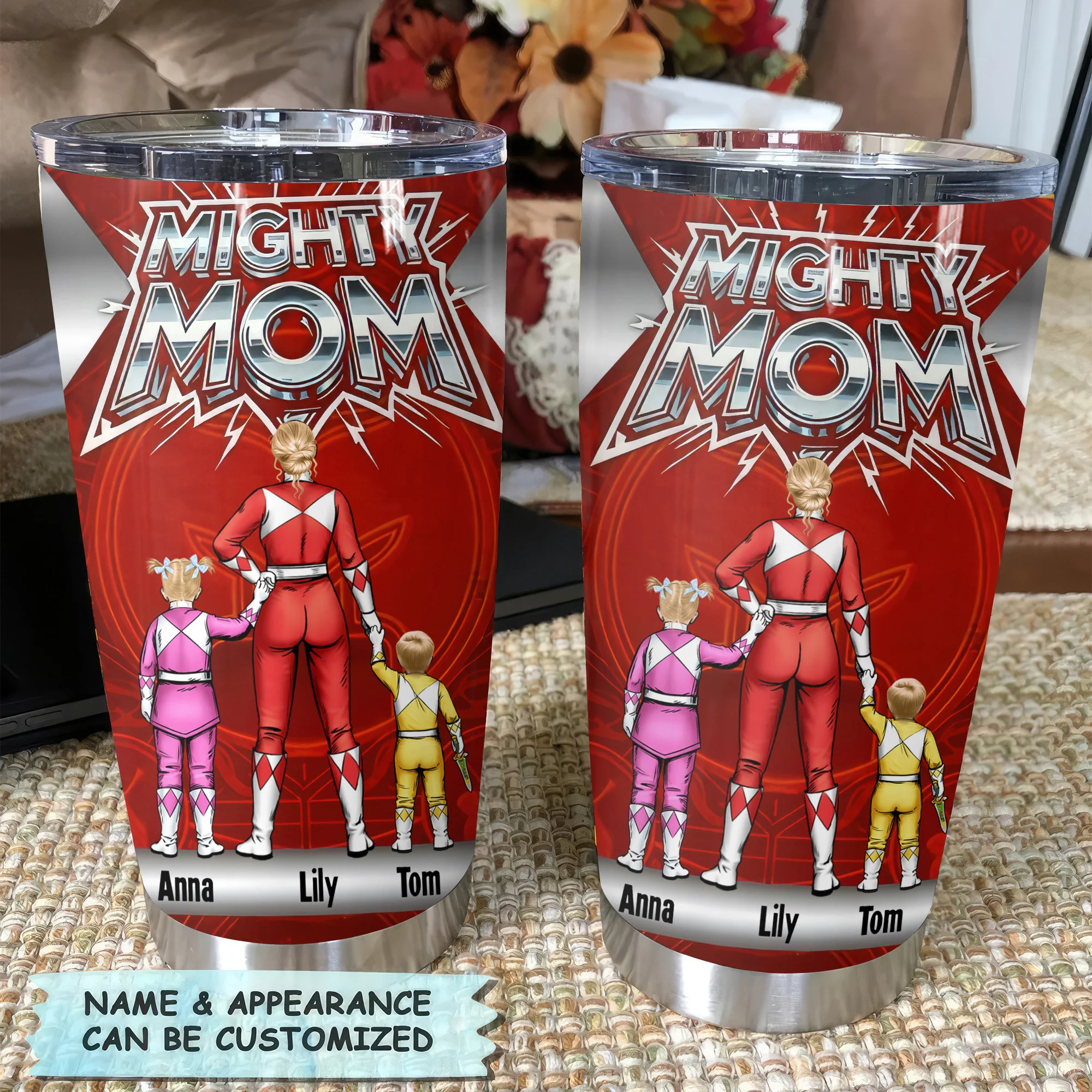 Mighty Mom Super Power - Personalized Stainless Steel Tumbler - Gift For Mom, Mother's Day | CL21 NA94 - Image 2