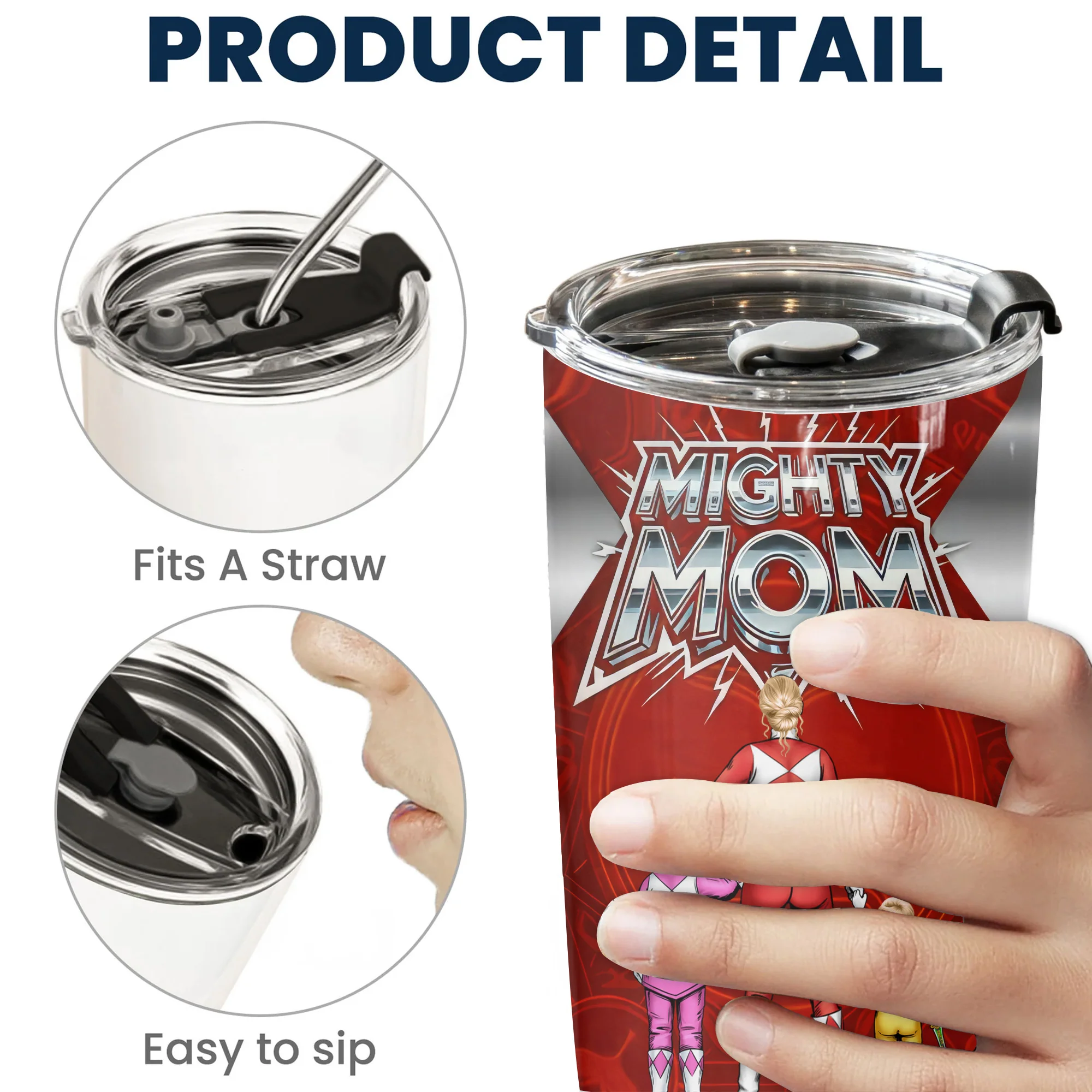 Mighty Mom Super Power - Personalized Stainless Steel Tumbler - Gift For Mom, Mother's Day | CL21 NA94 - Image 5