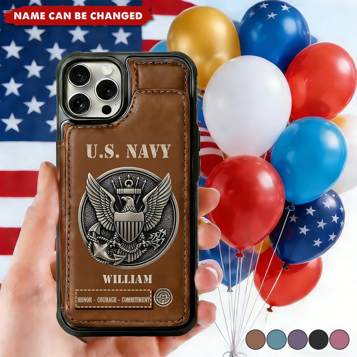 Military Card Slots 250th Anniversary US Navy - Personalized Wallet Phone Case - Gift For Patriotic | HN02