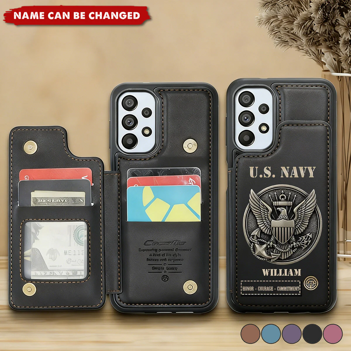 Military Card Slots 250th Anniversary US Navy - Personalized Wallet Phone Case - Gift For Patriotic | HN02 - Image 2