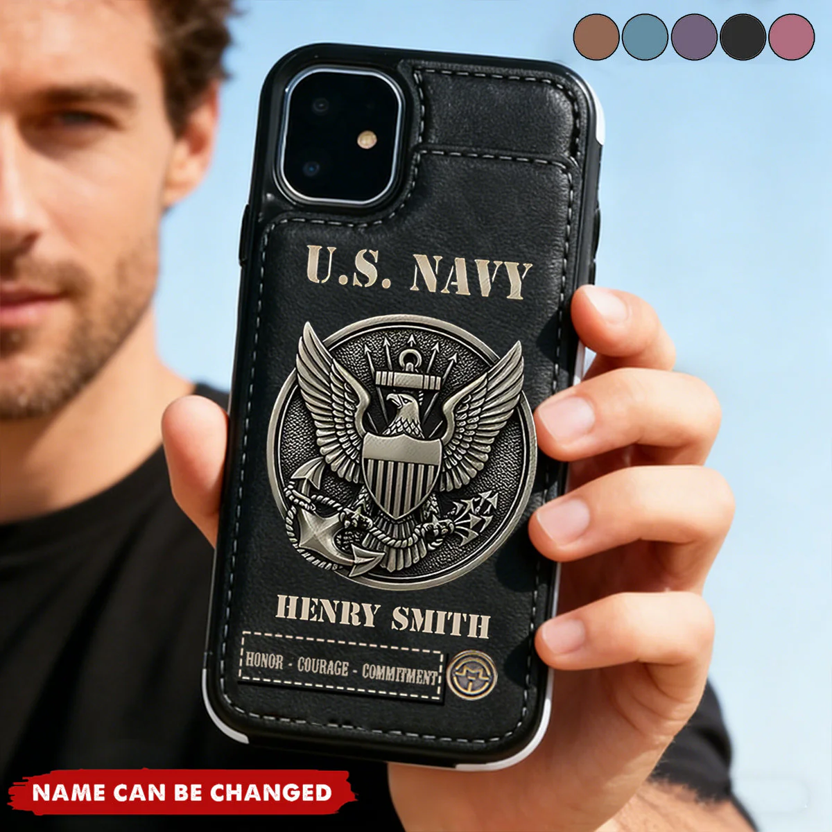 Military Card Slots 250th Anniversary US Navy - Personalized Wallet Phone Case - Gift For Patriotic | HN02 - Image 3