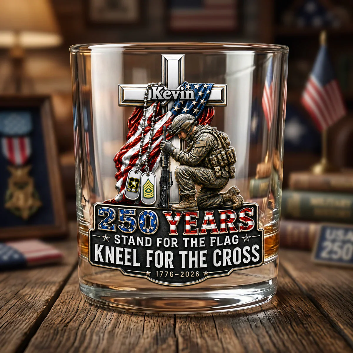 Military Faith And Freedom Patriotic - Whiskey Glass - Gift For Veteran - Image 2