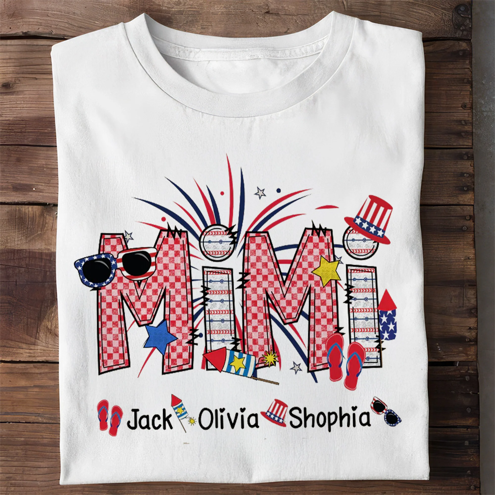 Mimi 4th Of July Style With Grandkids Name - Personalized Shirt - Patriotic Gift For Mom, Grandma - Image 3