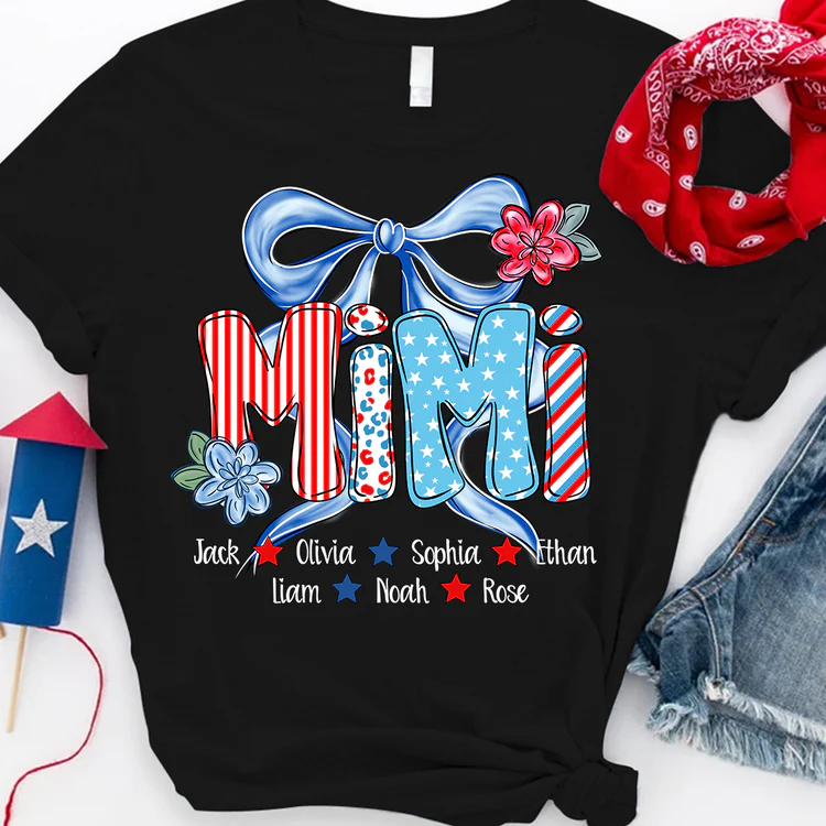 Mimi And Kids Nickname - Personalized Shirt - Patriotic Gift For Mom, Grandma