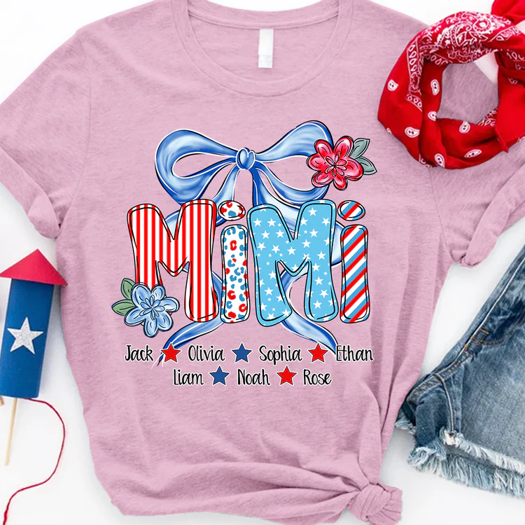 Mimi And Kids Nickname - Personalized Shirt - Patriotic Gift For Mom, Grandma - Image 3