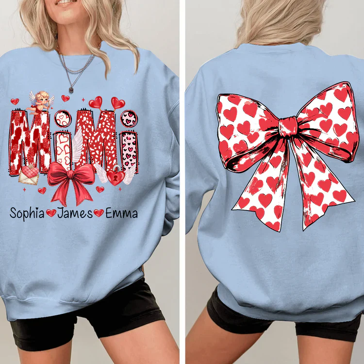 Mimi And Kids - Personalized Sweatshirt With Design On Sleeve - Meaningful Valentine Gifts For Grandma, Mom, Girlfriend, Wife - NH96 - Image 3