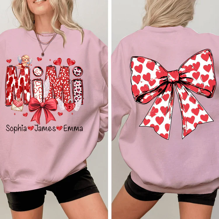 Mimi And Kids - Personalized Sweatshirt With Design On Sleeve - Meaningful Valentine Gifts For Grandma, Mom, Girlfriend, Wife - NH96 - Image 4