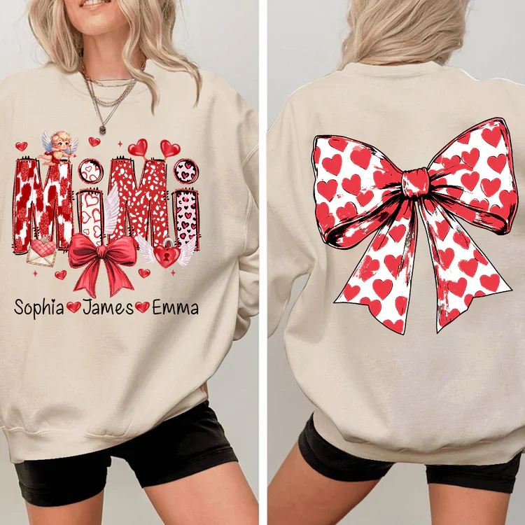 Mimi And Kids - Personalized Sweatshirt With Design On Sleeve - Meaningful Valentine Gifts For Grandma, Mom, Girlfriend, Wife - NH96 - Image 5