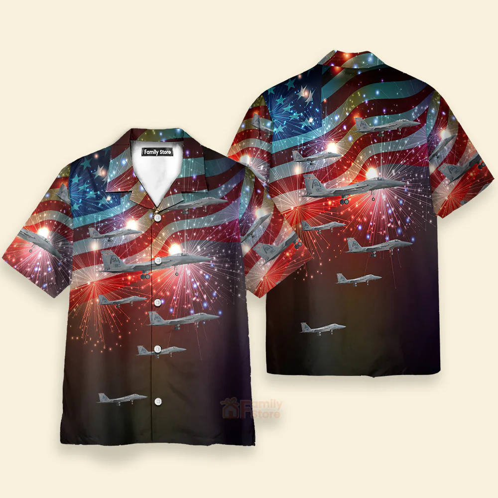 Missouri Air National Guard F-15 Eagle, 4Th Of July Hawaiian Shirt - Image 2