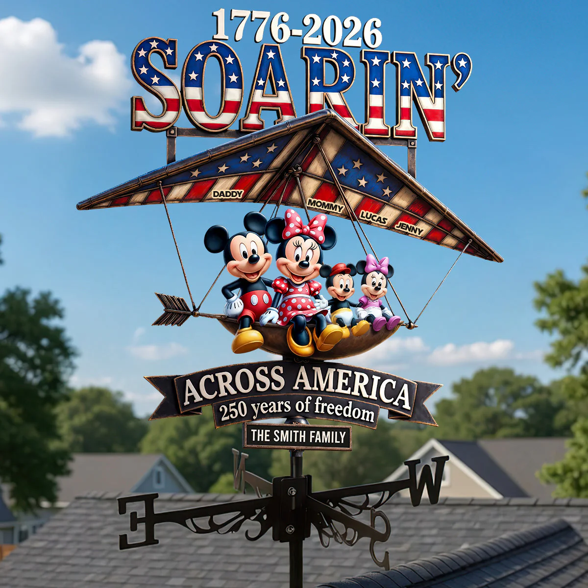 MkMo Across 250 Years Of Freedom - Personalized Weather Vane - Gift For Patriots, Family NL122