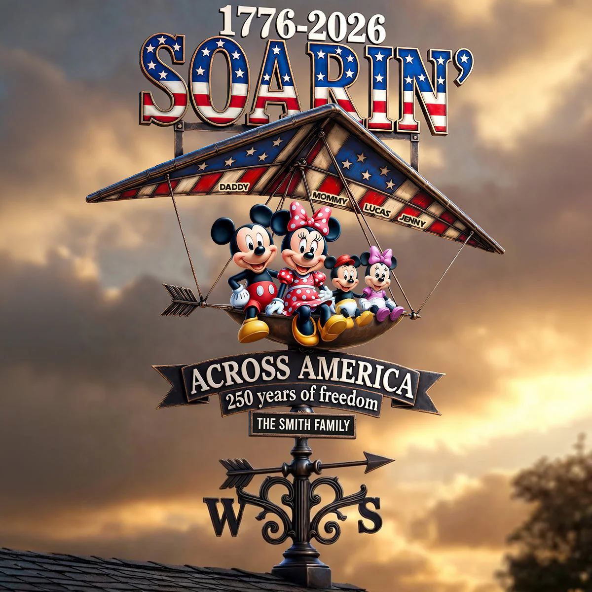 MkMo Across 250 Years Of Freedom - Personalized Weather Vane - Gift For Patriots, Family NL122 - Image 2