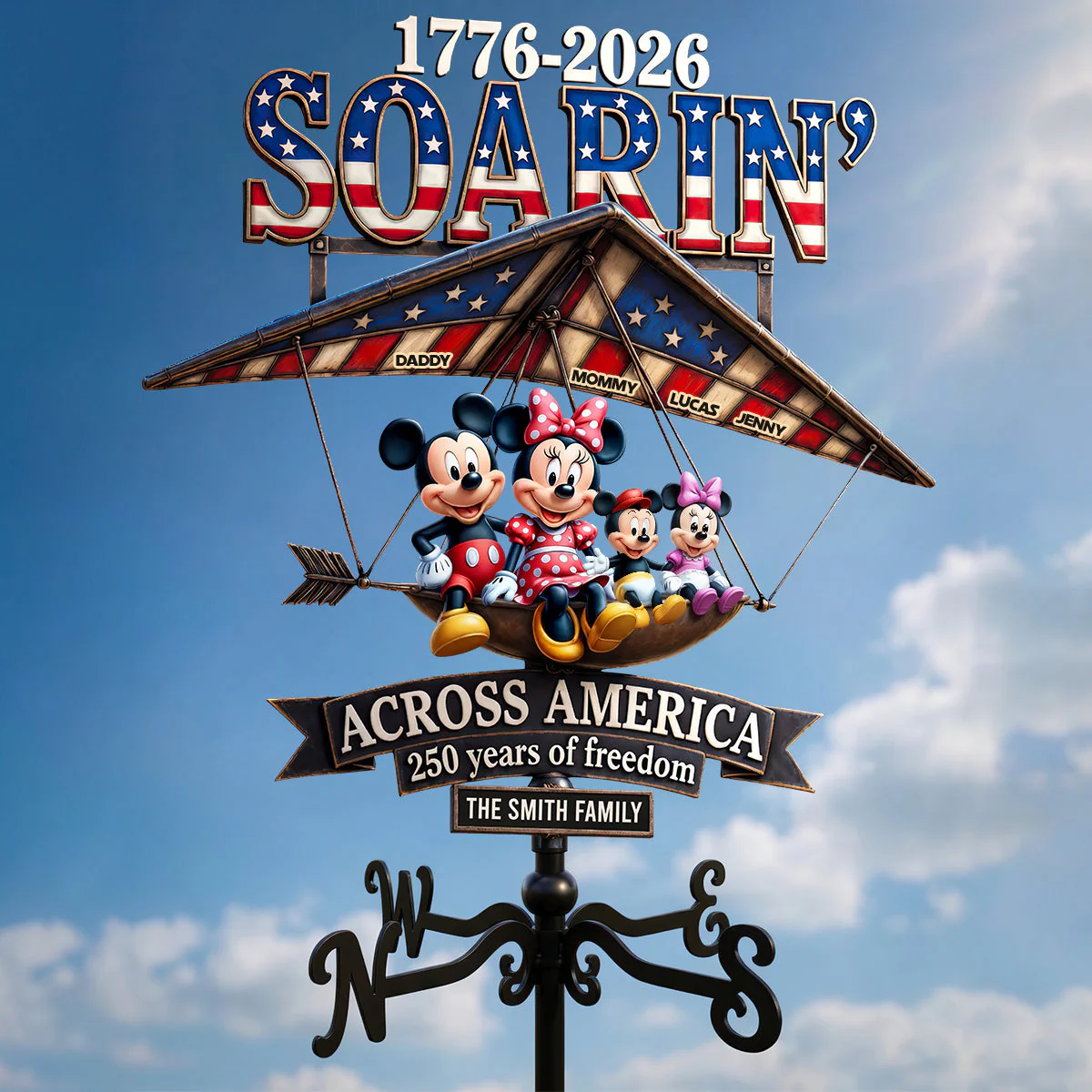 MkMo Across 250 Years Of Freedom - Personalized Weather Vane - Gift For Patriots, Family NL122 - Image 3