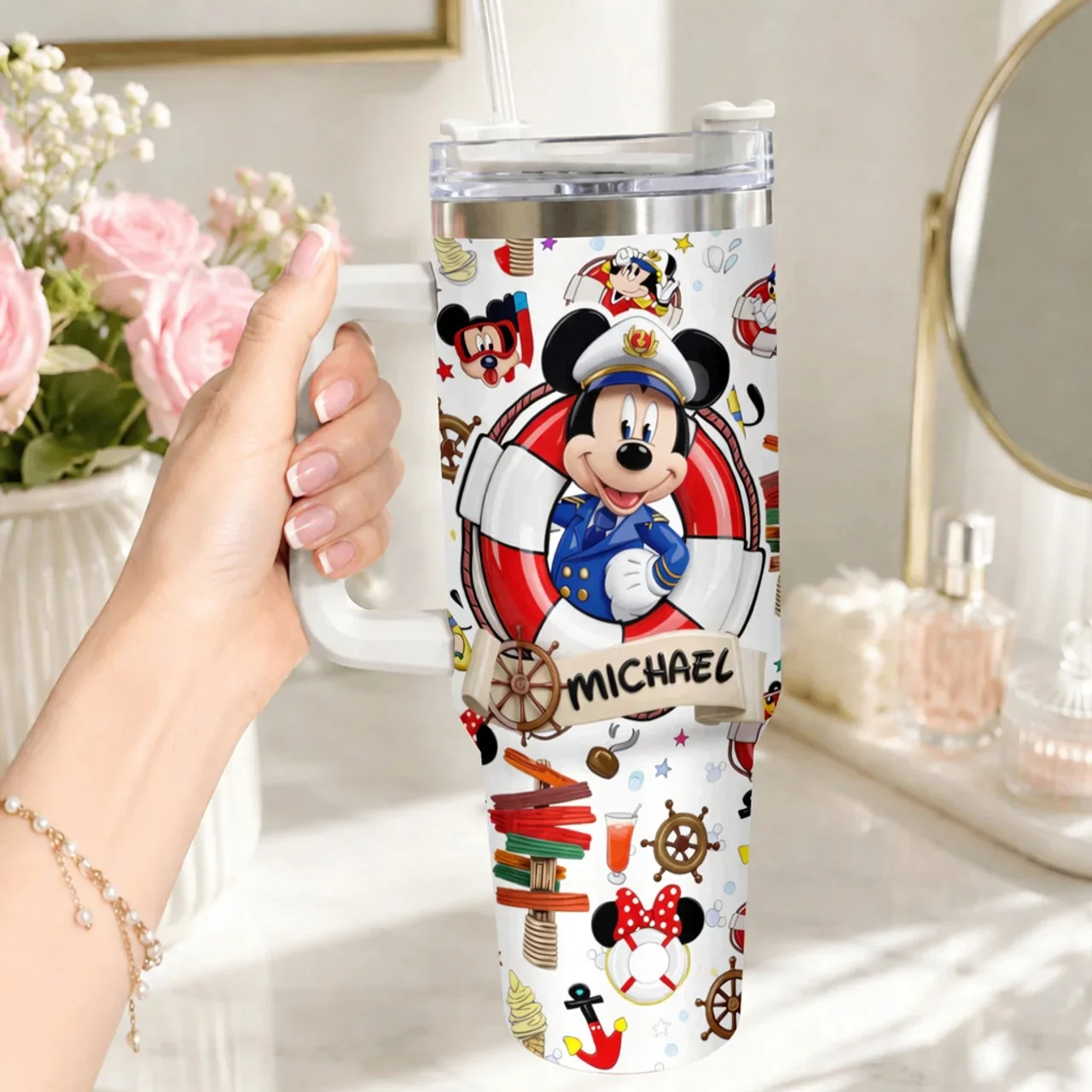 MkMo Cruising Magic Mouse With Friends - Personalized Tumbler - Gift For Fan Movies - Image 2