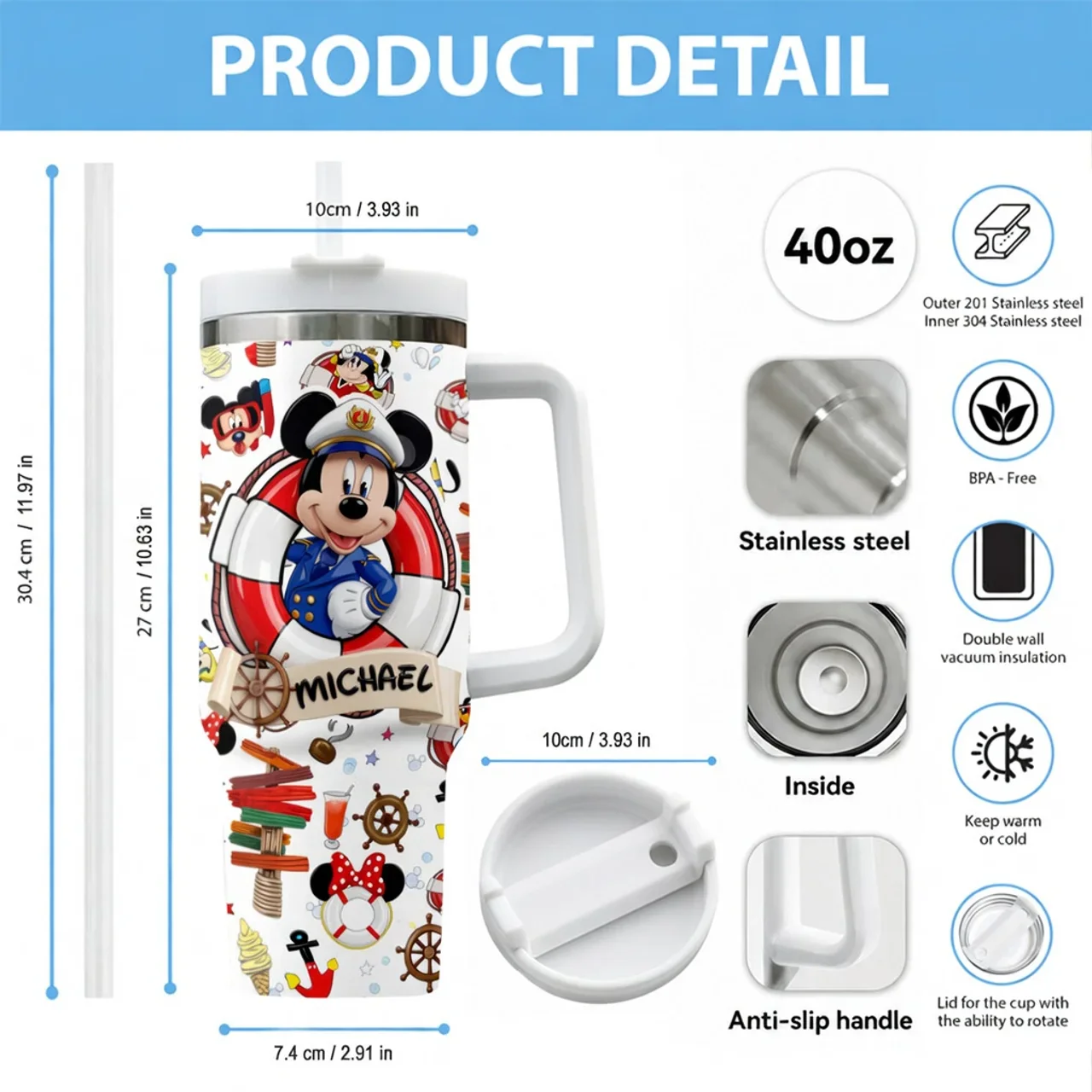MkMo Cruising Magic Mouse With Friends - Personalized Tumbler - Gift For Fan Movies - Image 5